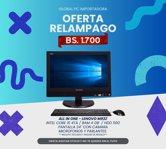 TODO EN UNO LENOVO M93Z/ Intel Core i5 4ta generacion / 4 GB / 500 HDD - By: Elepc